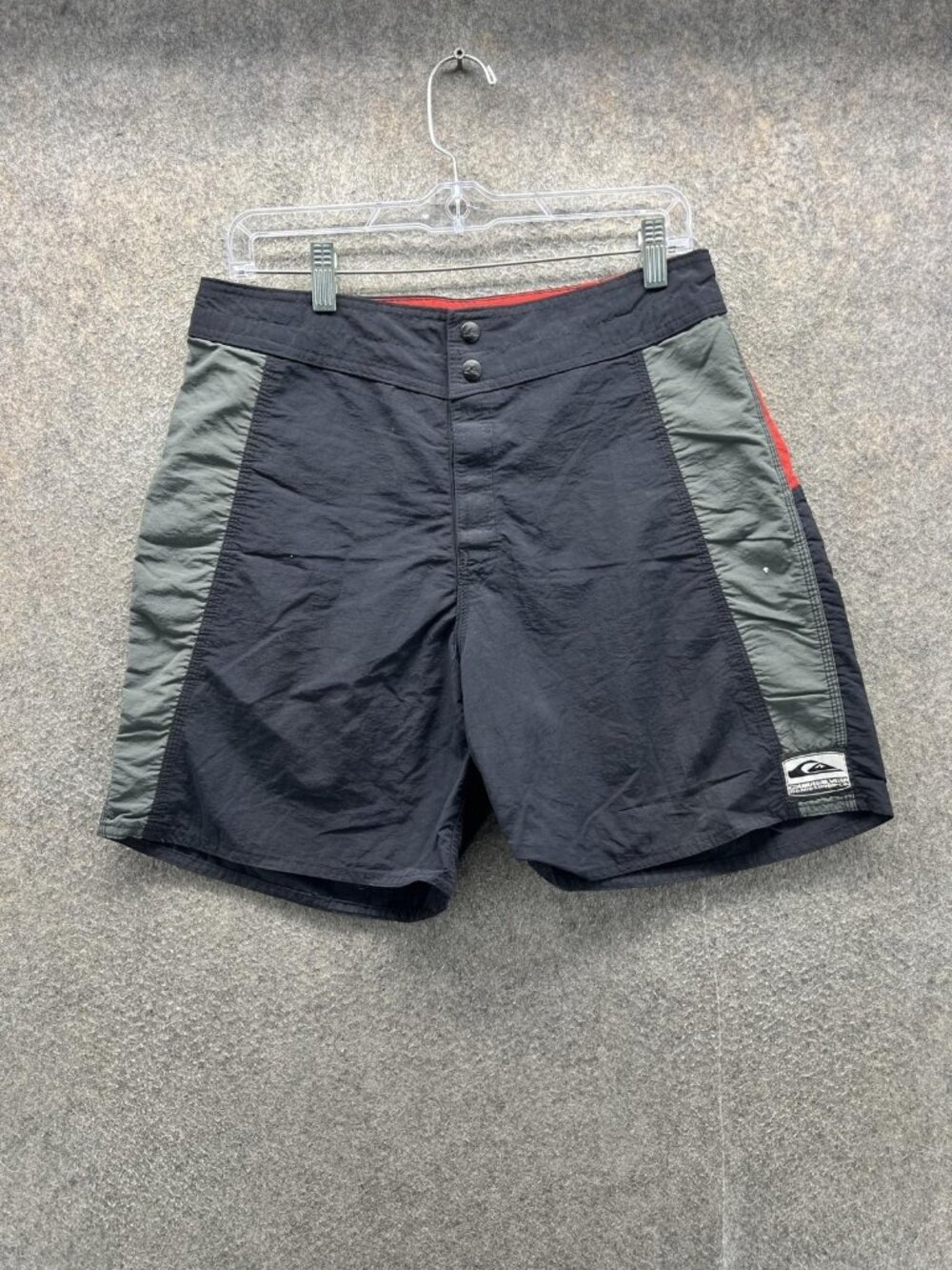 Quiksilver Swim Trunks Men 32 Black Colorblock Tribal Quick Dry Board Shorts VTG